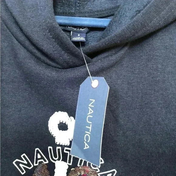 Nautica Girls’ 6Y Sequin Anchor Hooded Sweatshirt Dress - BRAND NEW!! - Picture 3 of 7